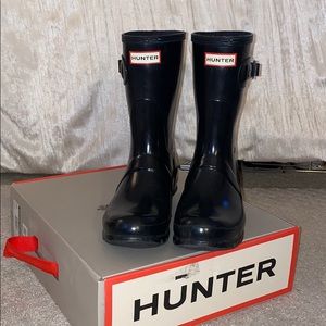 Hunter original short rain boots- black gloss